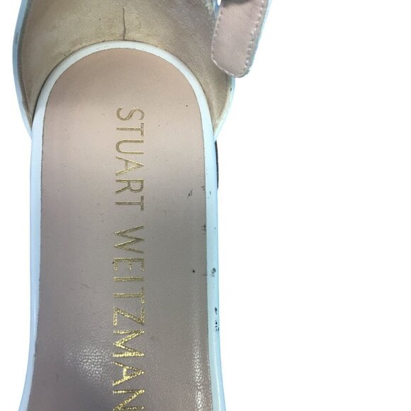 Stuart Weitzman Nudist June White Leather Block Heel Sandals Women's Size 8B - Picture 7 of 16